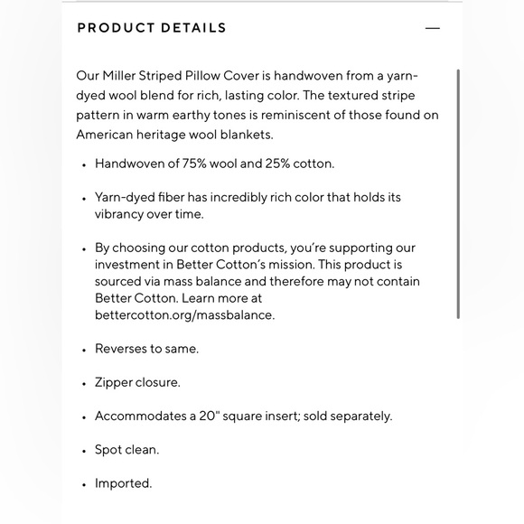 New Pottery Barn Miller Striped Handwoven Wool Pillow Cover, Warm Colors, 20” - Picture 16 of 16